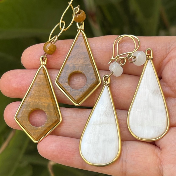 2 pairs of calcite marble drop earrings - Picture 4 of 6